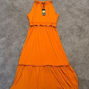 NWT Karl Lagerfeld Vibrant Orange Maxi Dress